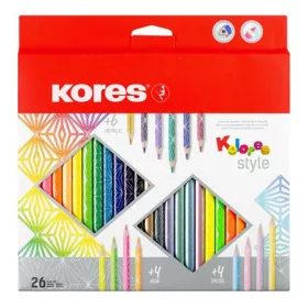   Színes ceruza készlet, háromszögletű, KORES Kolores Style, 26 különböző szín (IK93320)
