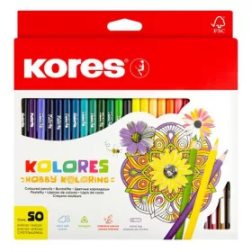   Színes ceruza készlet, háromszögletű, KORES Triangular, 50 különböző szín (IK93350)
