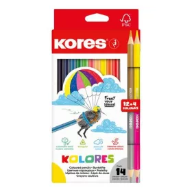   Színes ceruza készlet, háromszögletű, KORES Kolores, 12+2 különböző szín (IK93611)
