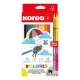 Színes ceruza készlet, háromszögletű, KORES Kolores, 12+2 különböző szín (IK93611)