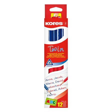 Postairón, háromszögletű, KORES Twin, kék-piros (IK94178)