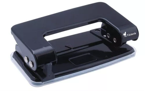 Lyukasztó, kétlyukú, 10 lap, fém, VICTORIA OFFICE, fekete (IKVL01)