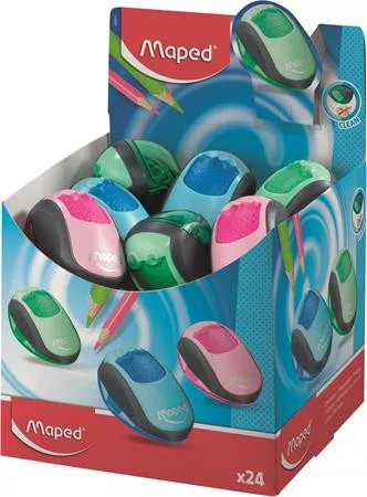 Hegyező display, kétlyukú, tartályos, MAPED Clean, vegyes színek (IMA030211)