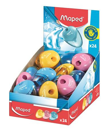 Hegyező display, egylyukú, tartályos, balkezes, MAPED I-Gloo, vegyes színek (IMA032211)