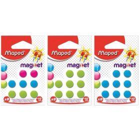 Mágnes, kerek, 10 mm, MAPED, vegyes színek (IMA051100)