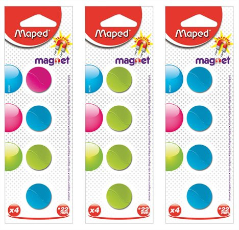 Mágnes, kerek, 22 mm, MAPED, vegyes színek (IMA052200)