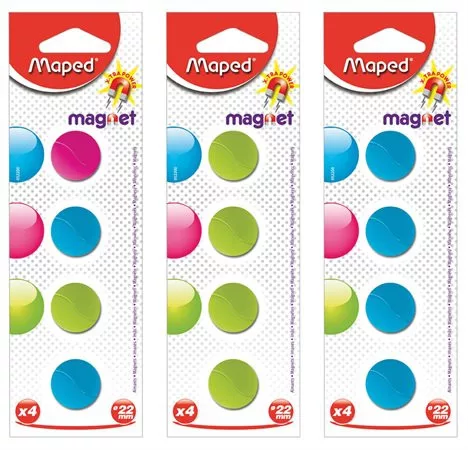 Mágnes, kerek, 22 mm, MAPED, vegyes színek (IMA052200)