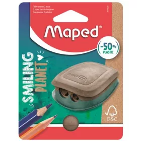   Hegyező, kétlyukú, tartályos, műanyag, FSC, MAPED Smiling Planet (IMA071520FM)