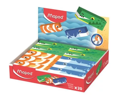 Radír display, állatos, MAPED „Animals”, vegyes minták (IMA123401)