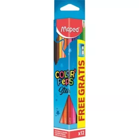   Színes ceruza készlet, háromszögletű, hegyezővel, MAPED Color'Peps Star, 12 különböző szín (IMA183213)