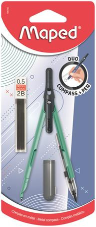Körző, heggyel, 2in1, ceruzává alakítható, MAPED „Compass Pen”, vegyes színek (IMA198700)