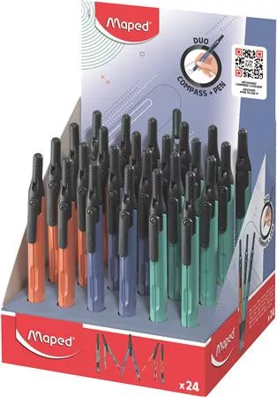 Körző display, heggyel, 2in1, ceruzává alakítható, MAPED „Compass Pen”, vegyes színek (IMA198701)