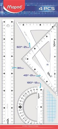 Vonalzókészlet, nagy, műanyag, 4 darabos, MAPED Start (IMA242830)