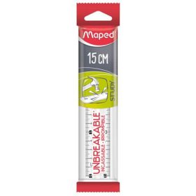   Vonalzó, műanyag, törhetetlen, 15 cm, MAPED Study Unbreakable, átlátszó (IMA245320)