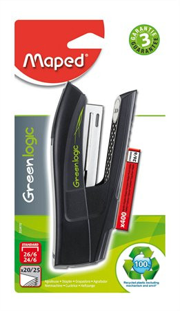 Tűzőgép, 24/6, 26/6, 25 lap, MAPED Greenlogic Half-Strip (IMA353410)