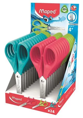 Olló display, iskolai, 13 cm, MAPED Essentials Pulse, vegyes színek (IMA464212)