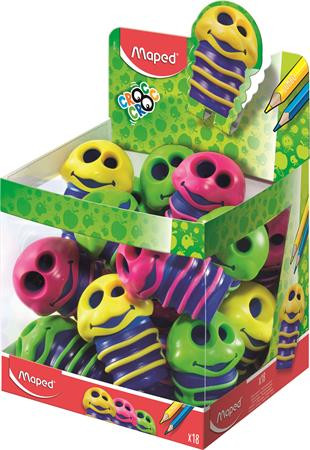 Hegyező display, kétlyukú, tartályos, MAPED Croc Croc, kukac, vegyes színek (IMA501700)