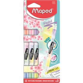  Szövegkiemelő készlet, 1-5 mm, kétvégű, MAPED Fluo Peps Duo, 6 különböző pasztell szín (IMA734128)