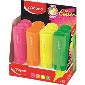   Szövegkiemelő display, 1-5 mm, MAPED Glitter Fluo Peps, vegyes fluoreszkáló színek (IMA740248)