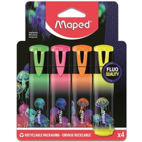   Szövegkiemelő készlet, 1-5 mm, MAPED Deepsea Paradise Fluo Peps, 4 különböző szín (IMA740710)