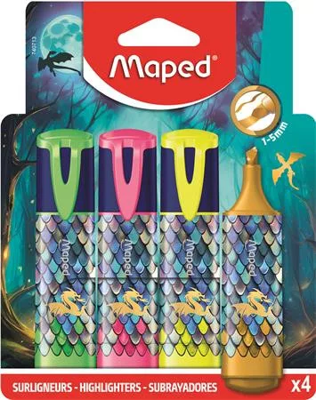 Szövegkiemelő készlet, 1-5 mm, MAPED „Dragon sárkány”, 4 különböző szín (IMA740713)