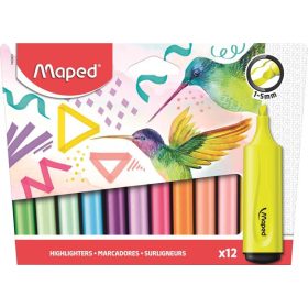   Szövegkiemelő készlet, 1-5 mm, MAPED Fluo Peps Assorted, 12 különböző szín (IMA740901)