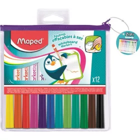   Táblamarker készlet, 1,5 mm, kimosható, fehértáblához, MAPED Marker'Peps, 12 különböző szín (IMA741817)