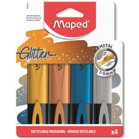   Szövegkiemelő készlet, 1-5 mm, MAPED Glitter Fluo Peps, 4 különböző metálfényű szín (IMA742000)