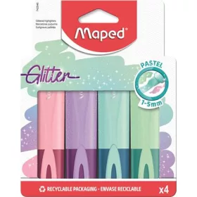   Szövegkiemelő készlet, 1-5 mm, MAPED Glitter Fluo Peps, vegyes pasztell színek (IMA742046)
