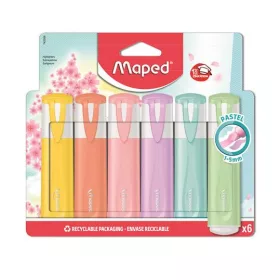   Szövegkiemelő készlet, 1-5 mm, MAPED Fluo Peps Quality, 6 különböző pasztell szín (IMA742558)