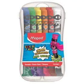   Tempera készlet, 12 darabos, műanyag dobozban, MAPED (IMA810520)