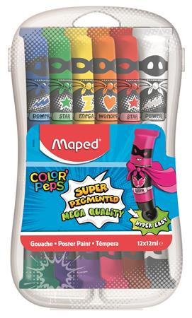 Tempera készlet, 12 darabos, műanyag dobozban, MAPED (IMA810520)
