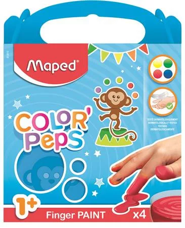Ujjfesték, alap színek, 4x80 g, MAPED (IMA812510)