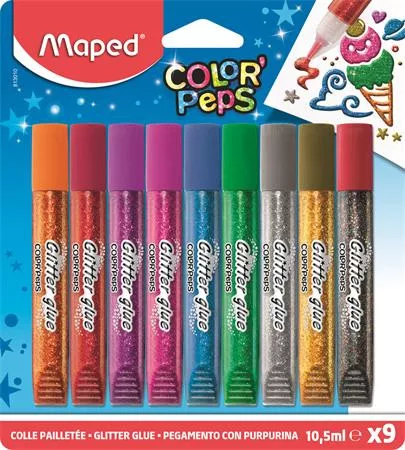 Csillámos ragasztó, MAPED Color'Peps, 9 különböző szín (IMA813010)