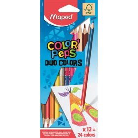   Színes ceruza készlet, kétvégű, háromszögletű, MAPED Color'Peps Duo, 24 különböző szín (IMA829600)