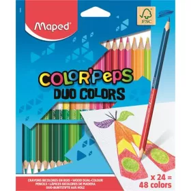   Színes ceruza készlet, háromszögletű, kétvégű, MAPED Color'Peps Duo, 48 különböző szín (IMA829602)
