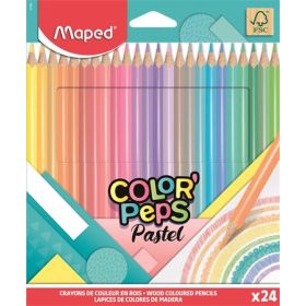   Színes ceruza készlet, háromszögletű, MAPED Color'Peps Pastel, 24 különböző pasztell szín (IMA831880)