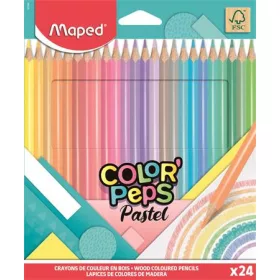   Színes ceruza készlet, háromszögletű, MAPED Color'Peps Pastel, 24 különböző pasztell szín (IMA831880)