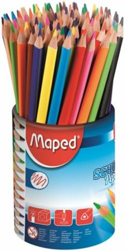 Színes ceruza készlet, háromszögletű, ceruzatartó, MAPED School Peps (IMA832000)