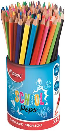 Színes ceruza készlet, háromszögletű, ceruzatartó, MAPED School Peps (IMA832000)