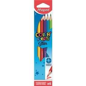   Színes ceruza készlet, háromszögletű, MAPED Color'Peps Star, 6 különböző szín (IMA832002)
