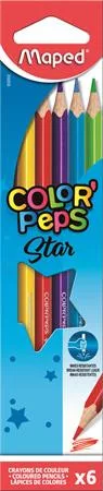 Színes ceruza készlet, háromszögletű, MAPED Color'Peps Star, 6 különböző szín (IMA832002)
