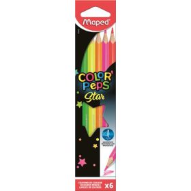   Színes ceruza készlet, háromszögletű, MAPED Color'Peps Star Fluo, 6 különböző szín (IMA832003)