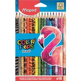   Színes ceruza készlet, háromszögletű, MAPED Color'Peps Animal, 18 különböző szín (IMA832218)