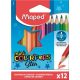 Színes ceruza készlet, háromszögletű, MAPED Color'Peps Star Mini, 12 különböző szín (IMA832500)