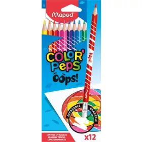  Színes ceruza készlet, háromszögletű, radírozható, MAPED Color'Peps Oops, 12 különböző szín (IMA832812)