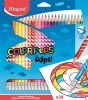 Színes ceruza készlet, háromszögletű, radírozható, MAPED Color'Peps Oops, 24 különböző szín (IMA832824)