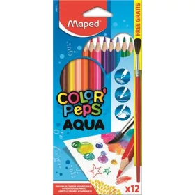  Akvarell ceruza készlet, háromszögletű, ecsettel, MAPED Color'Peps, 12 különböző szín (IMA836011)