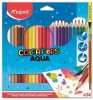 Akvarell ceruza készlet, háromszögletű, ecsettel, MAPED Color'Peps, 24 különböző szín (IMA836013)