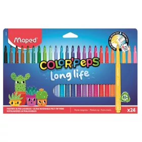   Filctoll készlet, 3,7 mm, kimosható, MAPED „Color'Peps Long Life 2”, 24 különböző szín (IMA844002)
